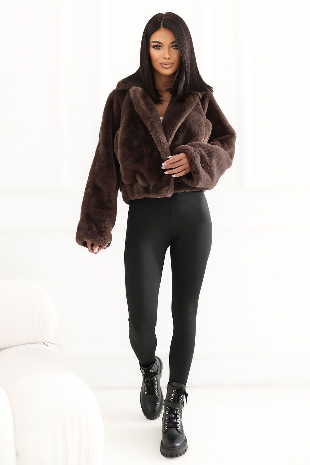 Women's Faux Fur Double-Breasted Jacket