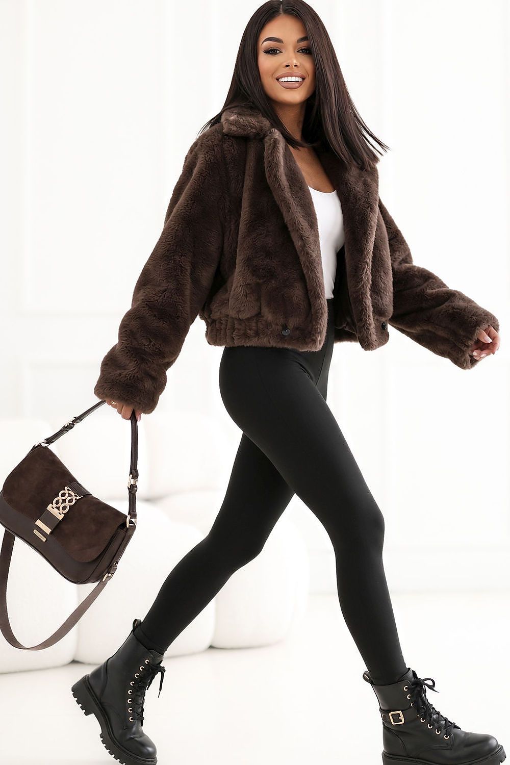 Women's Faux Fur Double-Breasted Jacket – view 2