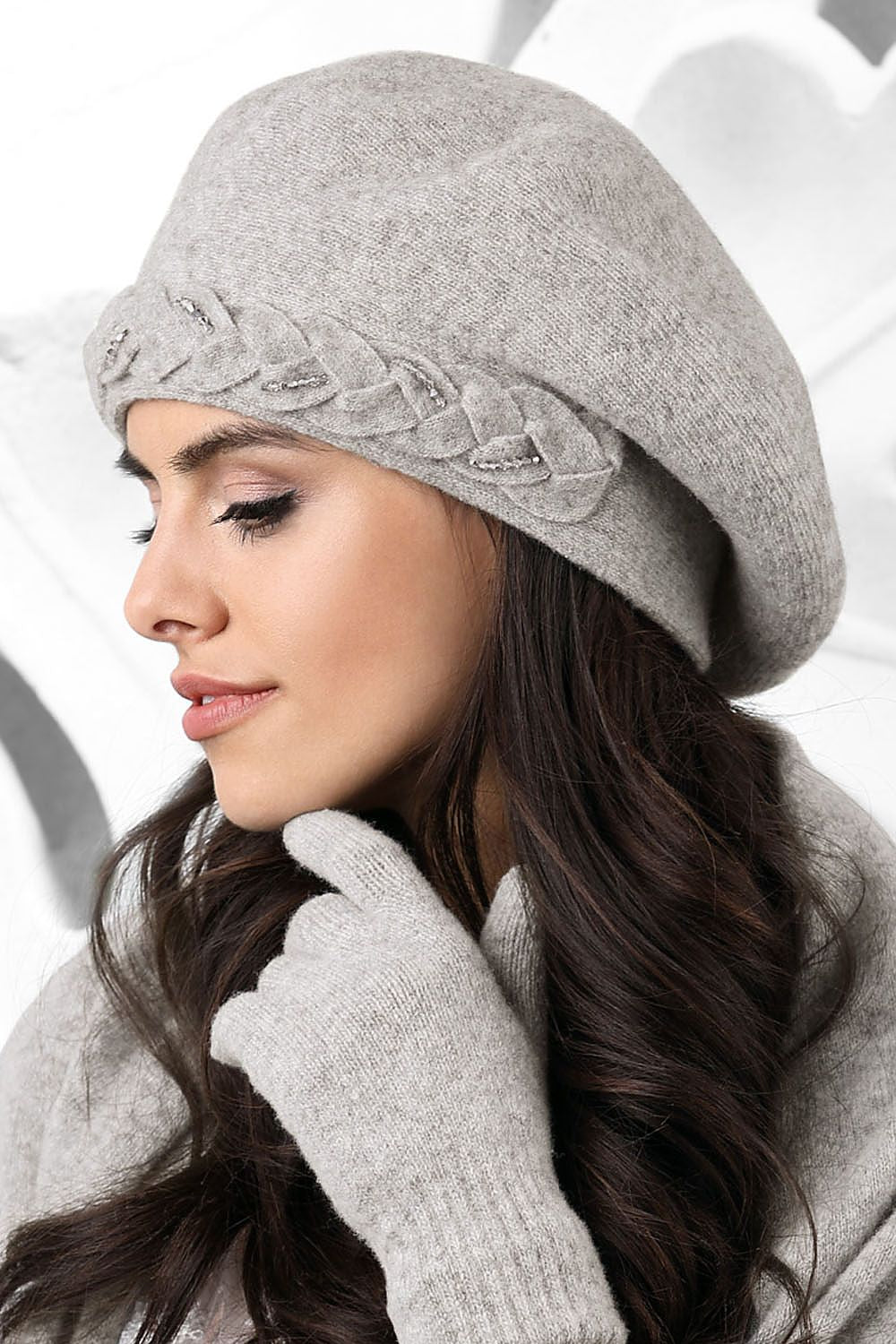 Warm Woolen Beret with Beaded Braid  Shop One Place