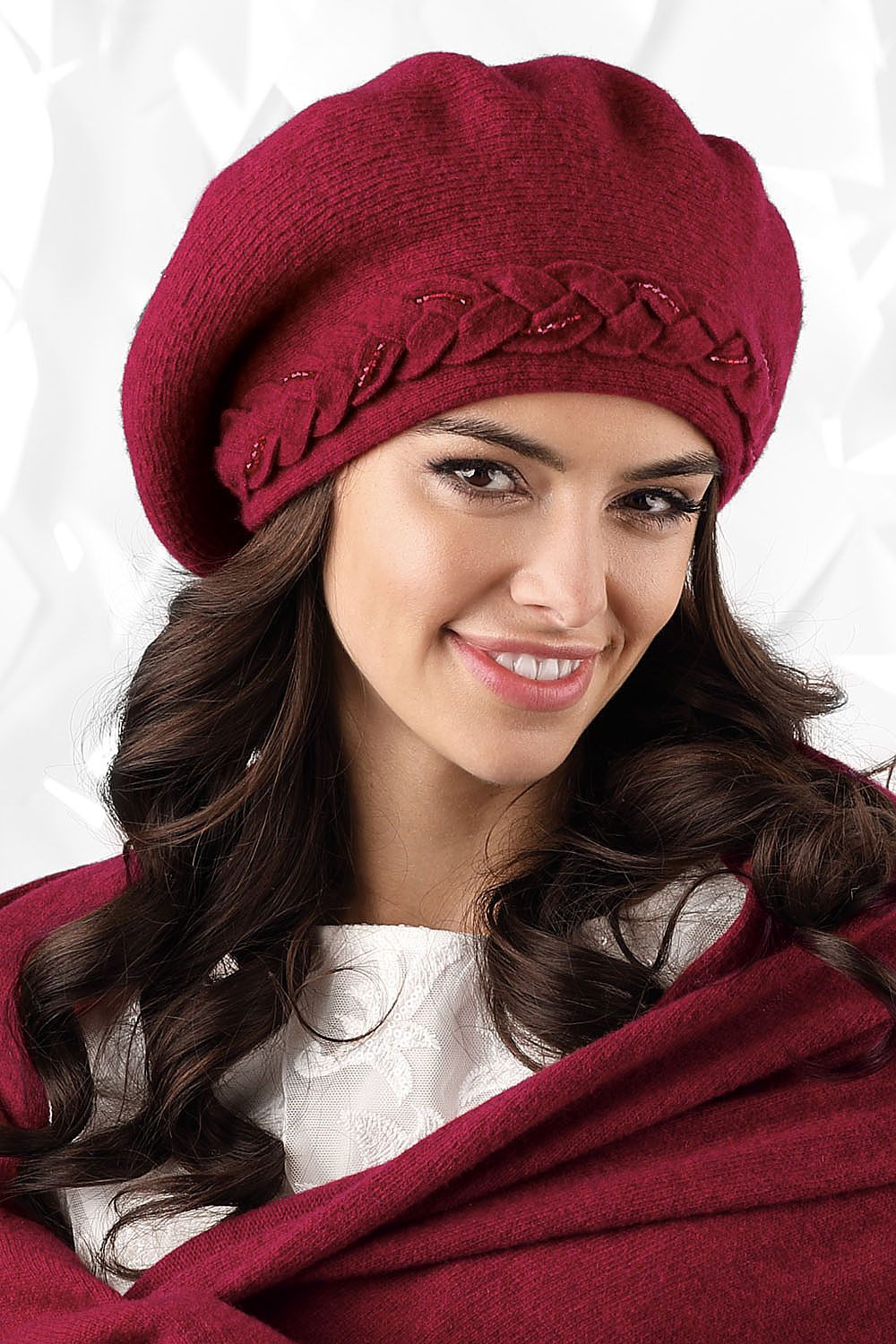 Warm Woolen Beret with Beaded Braid  Shop One Place