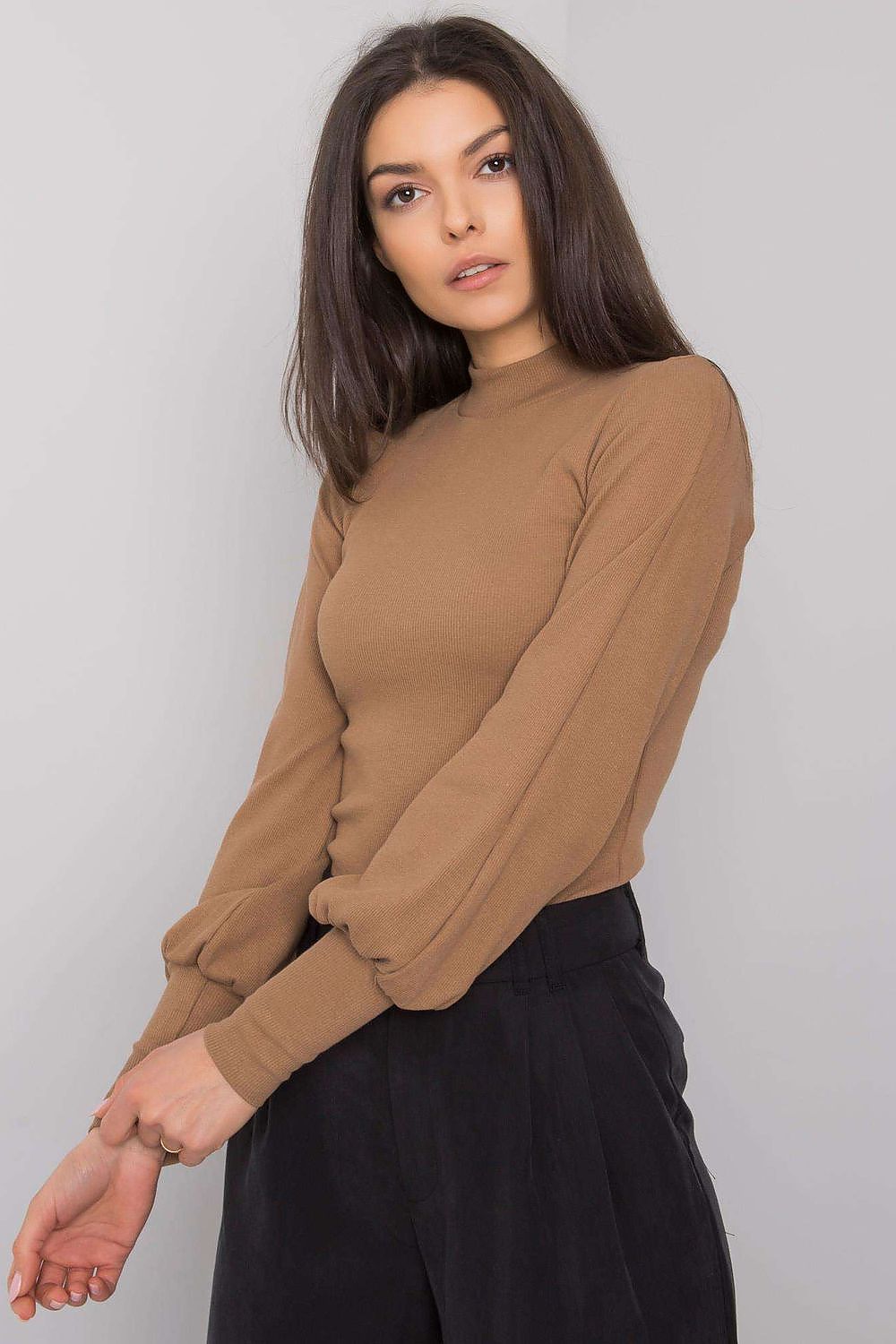 Rue Paris Ribbed Cuff Blouse