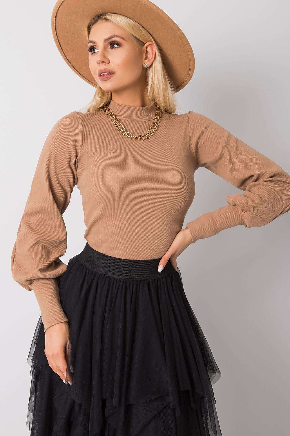 Rue Paris Ribbed Cuff Blouse