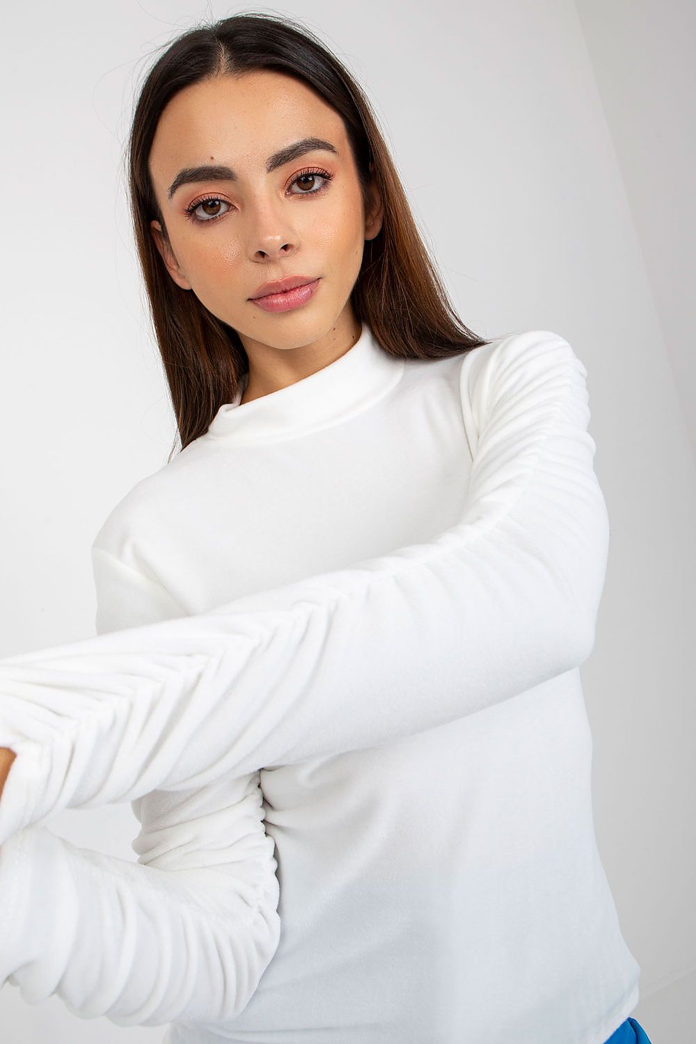 Rue Paris Velour Crease Sleeve Blouse