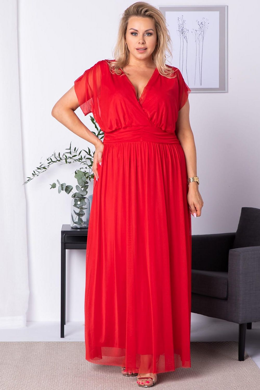 Elegant chiffon dress cut envelope DENISA  Shop One Place