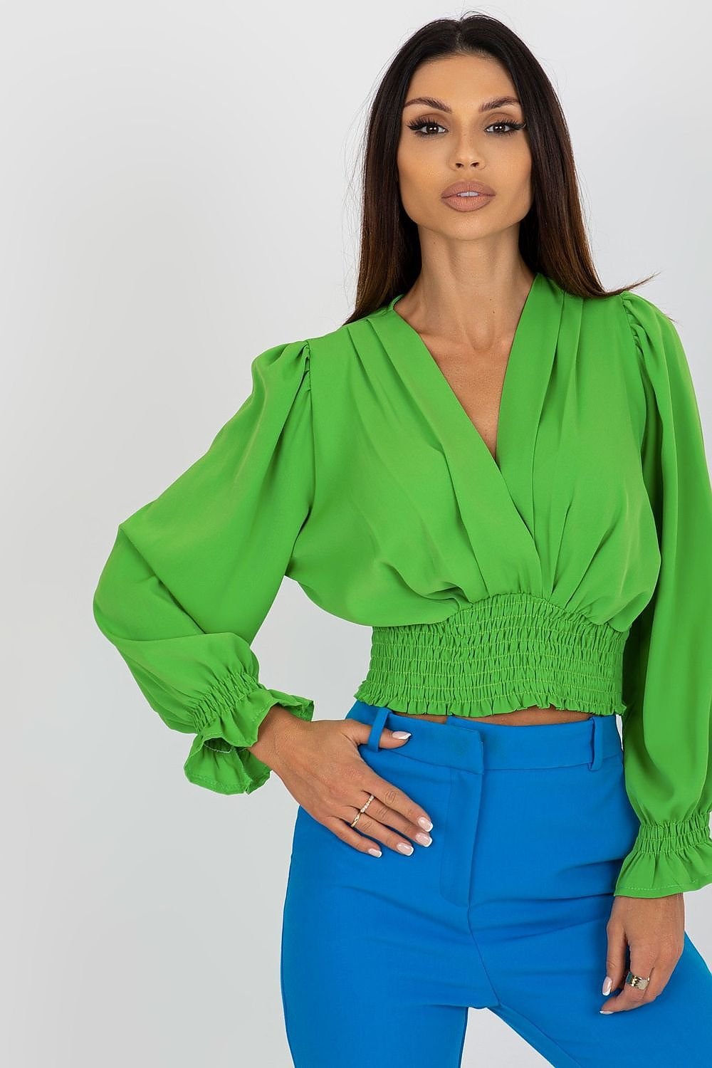 Italy Moda Envelope Neckline Blouse