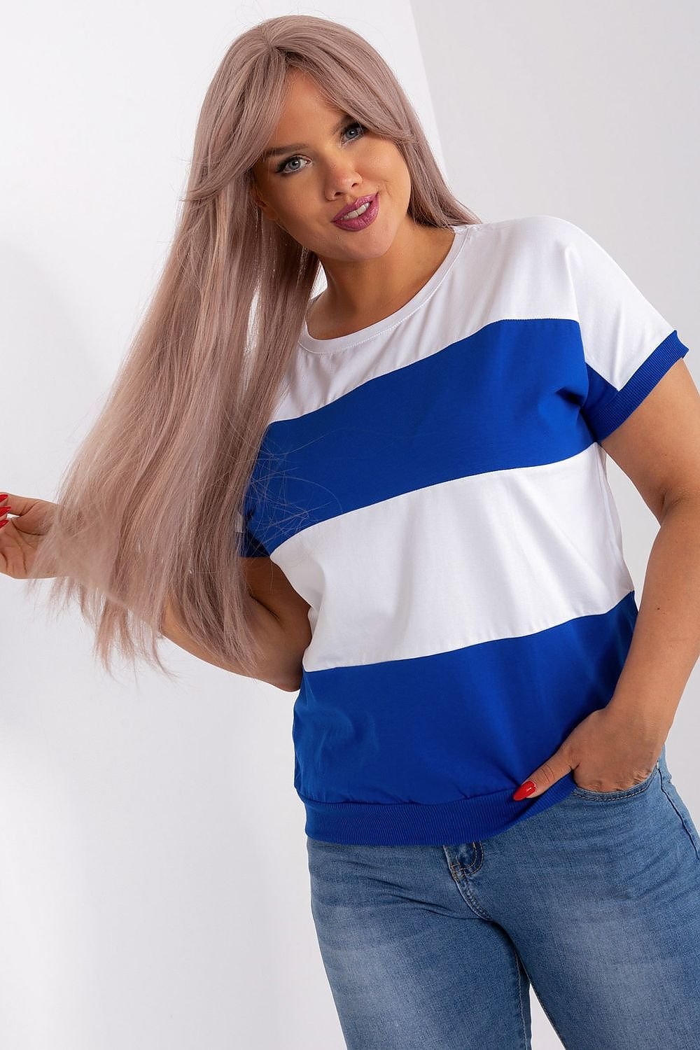 Plus size Wide Stripe Blouse