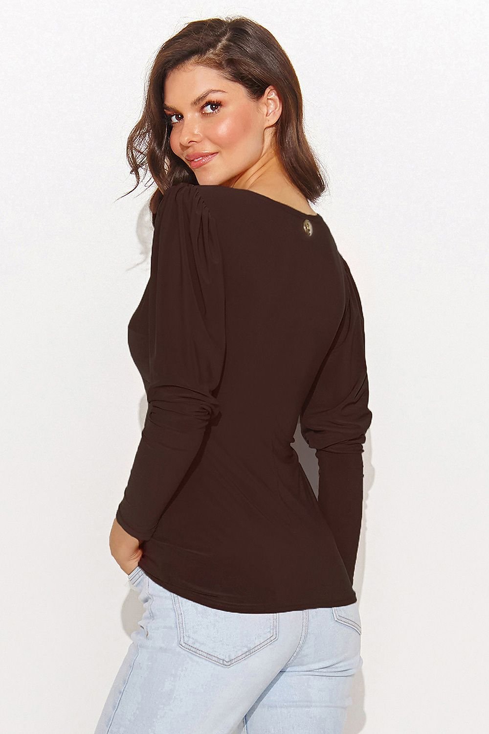 Numinou V-shaped Neckline Buff Sleeve Blouse