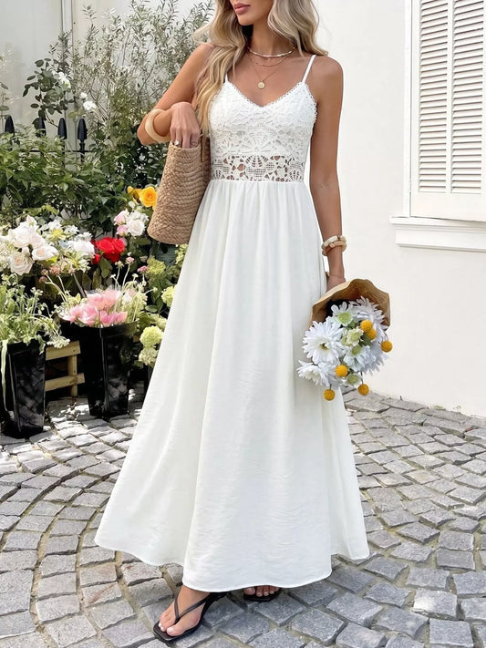 Lace V-Neck Flowy Maxi Dress  Shop One Place
