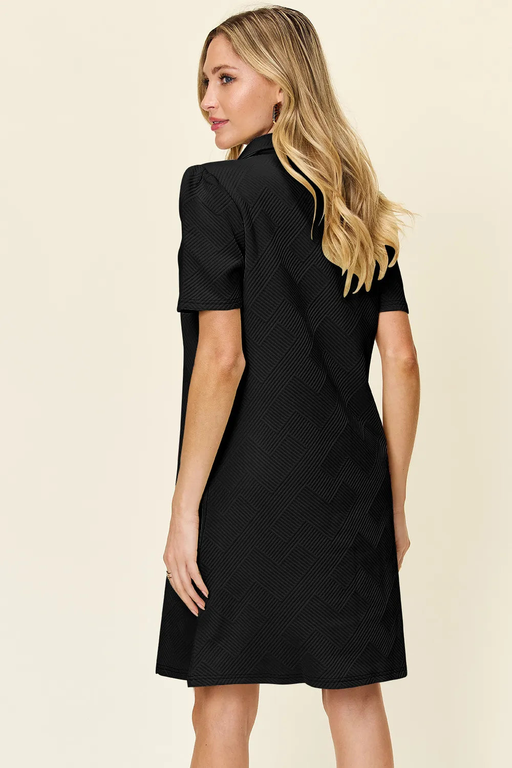 Double Take Full Size Texture Collared Neck Short Sleeve Dress  Shop One Place