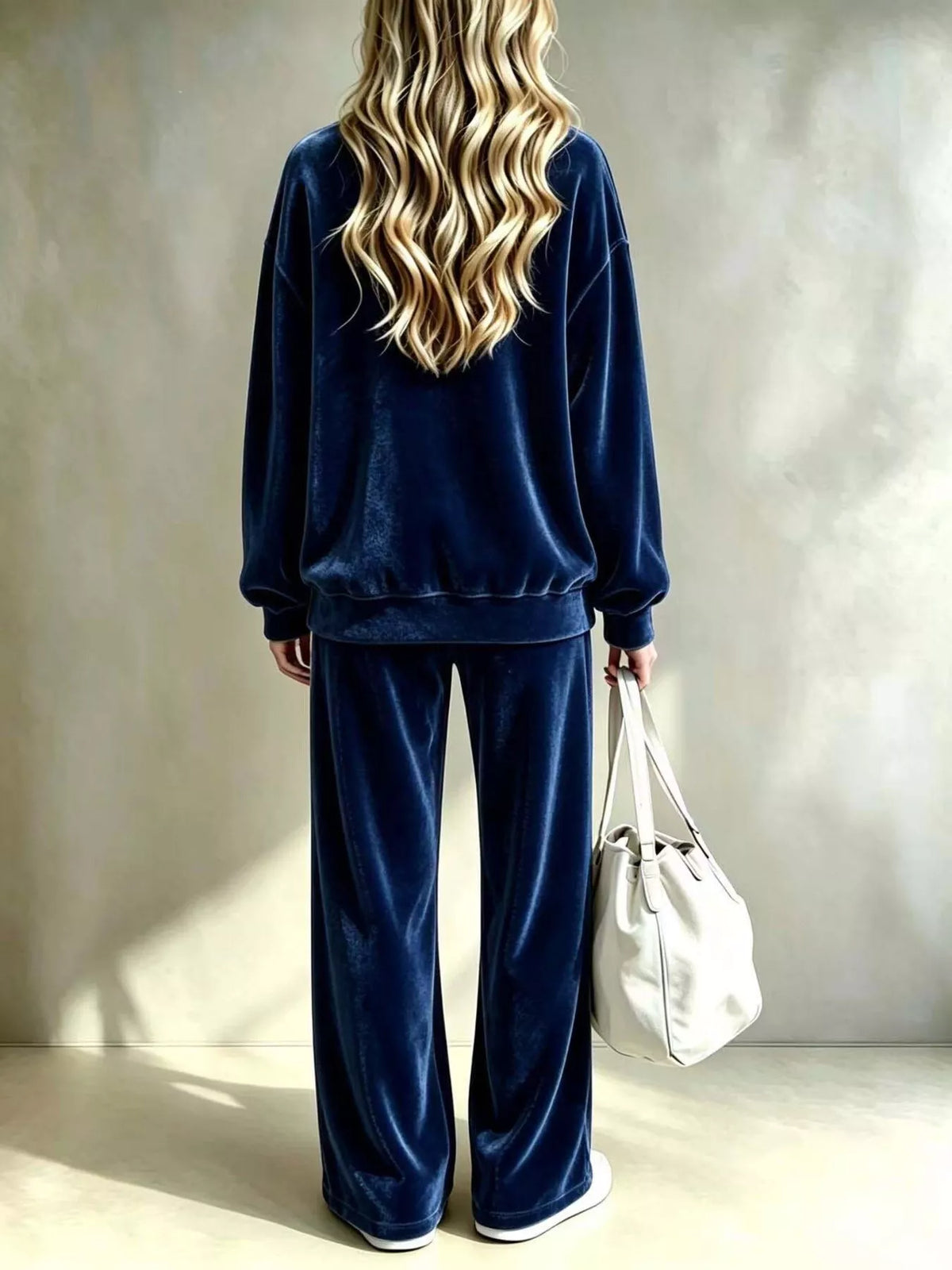 Full Size Velvet Dropped Shoulder Top and Wide-Leg Pants Set Plus Size  Shop One Place