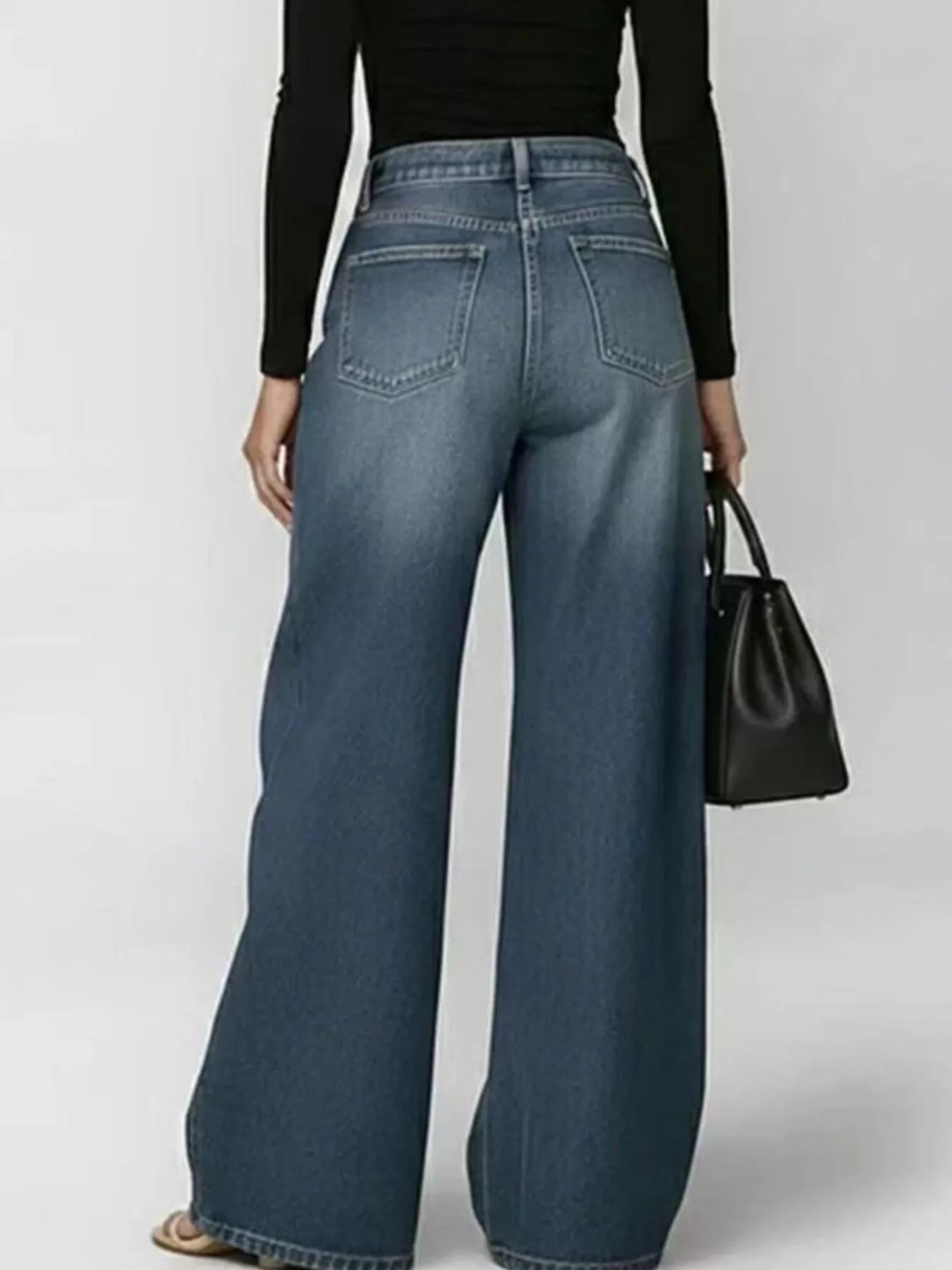 Wide Leg Jeans with Eyelet Details  Shop One Place