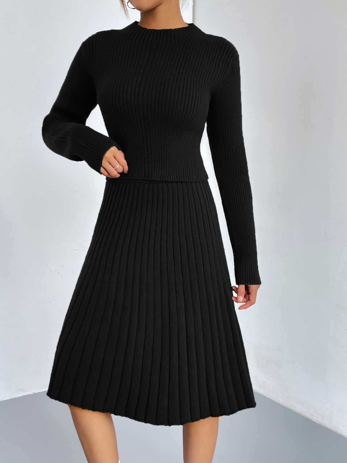 Rib-Knit Sweater and Skirt Set  Shop One Place