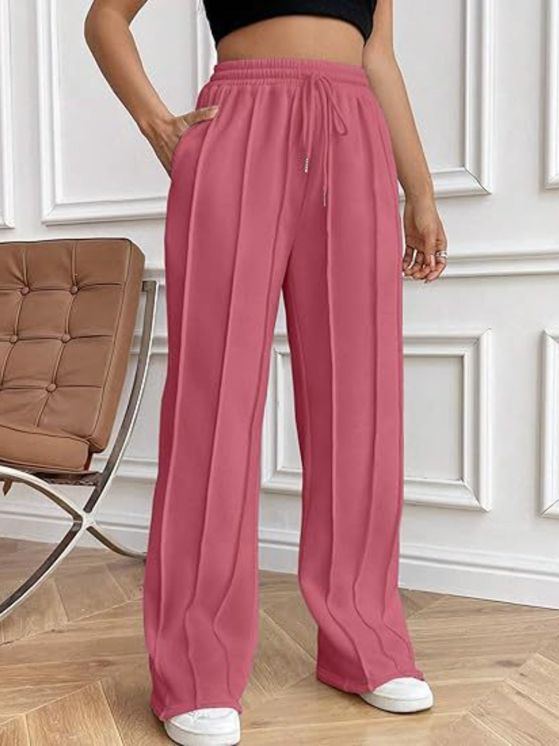 Drawstring Wide Leg Pants with Pockets  Shop One Place