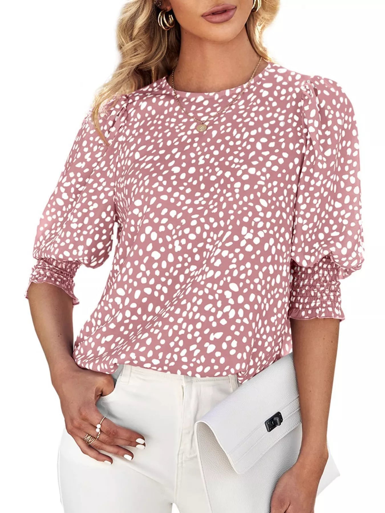 Animal Print Half Sleeve Blouse  Shop One Place