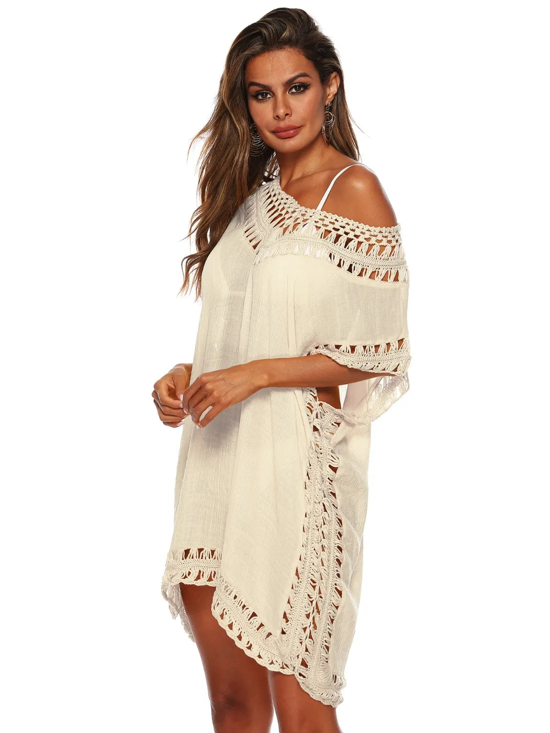 Bohemian Crochet Trim Beach Cover Up Dress  Shop One Place