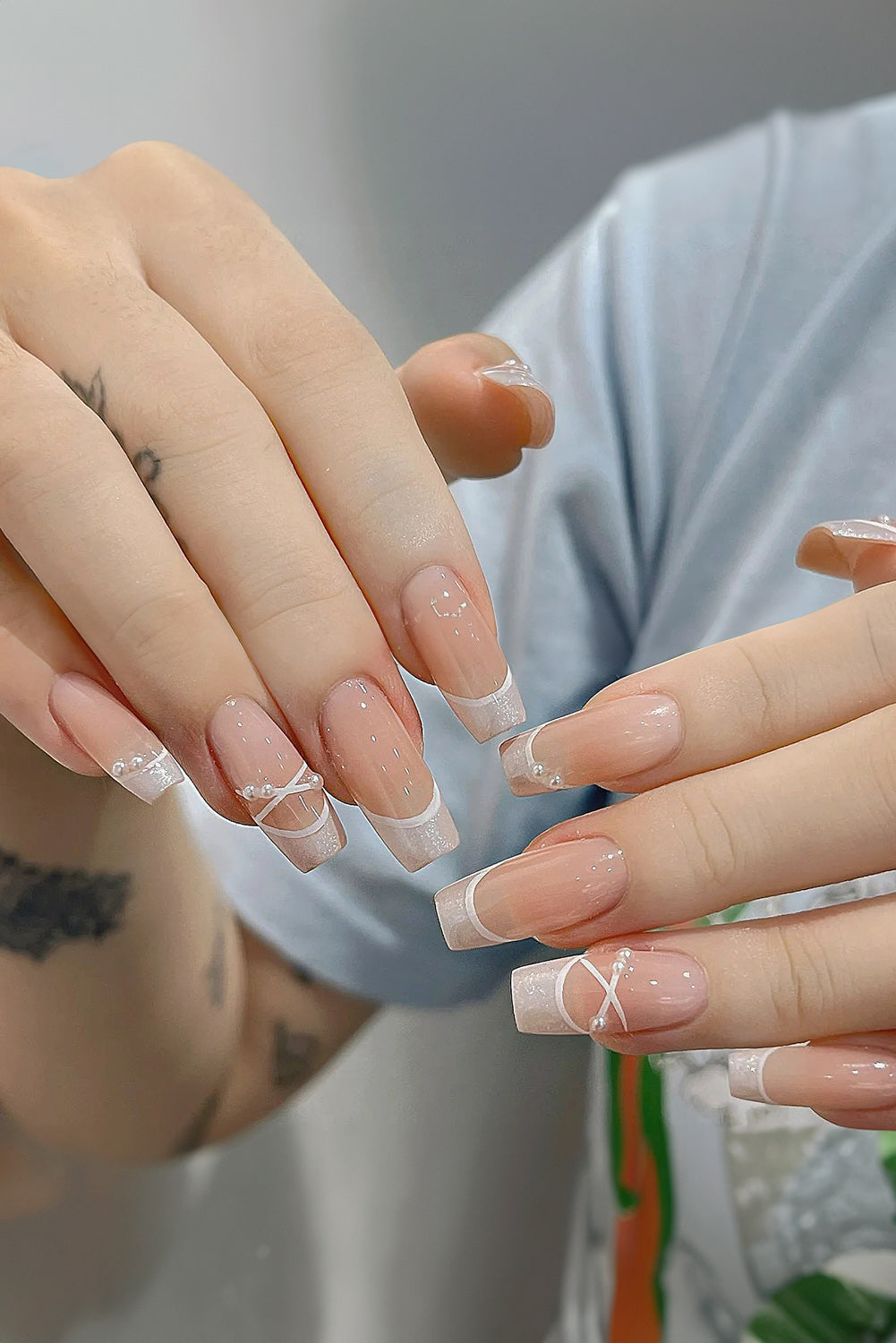 White French Style Girly Press-on Nail Stickers