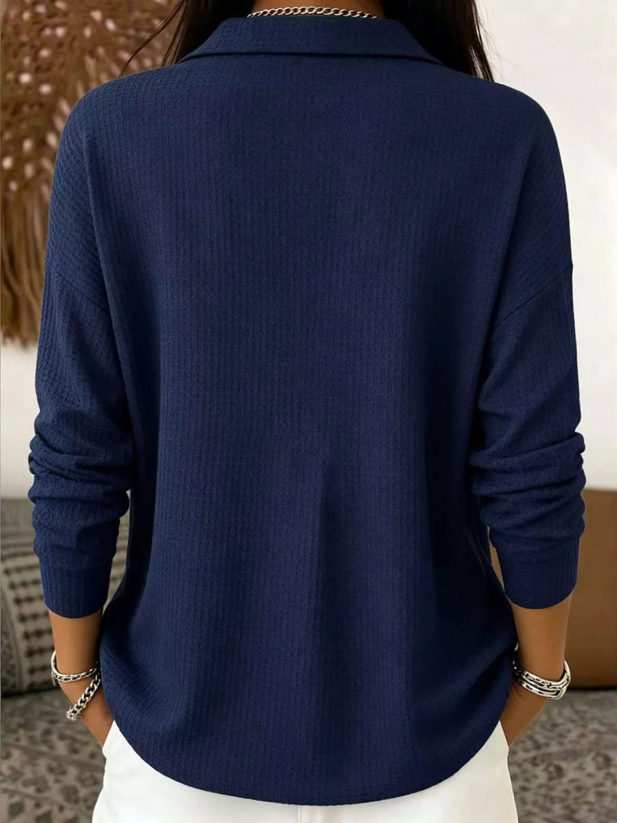 Women's Waffle Knit Snap-Front Blouse – view 10