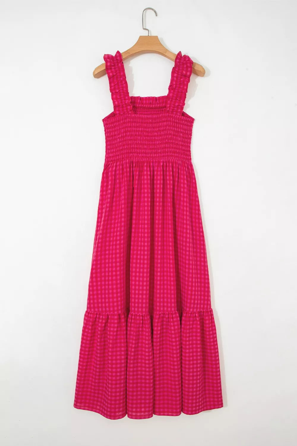 Plaid Square Neck Fit-and-flared Vacation Sundress  Shop One Place