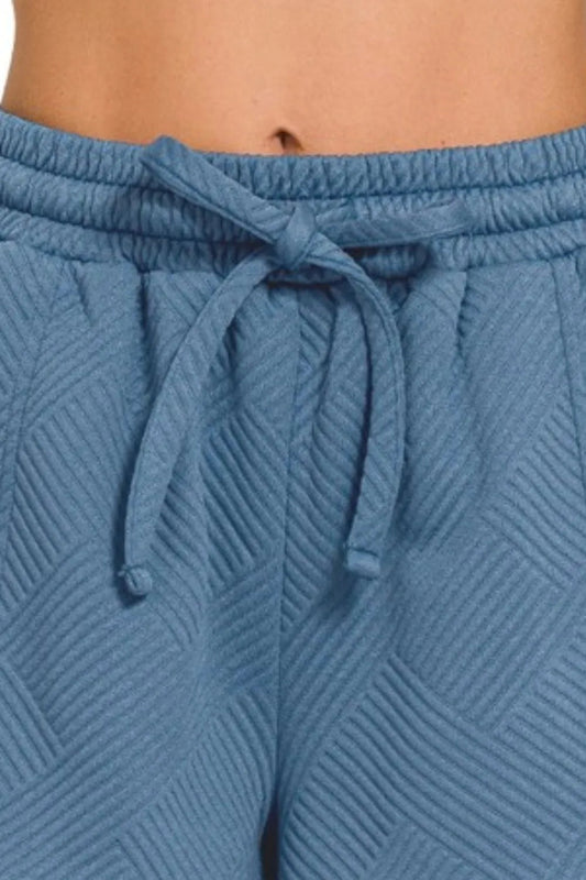 Zenana Textured Knit Jacquard Drawstring Shorts  Shop One Place