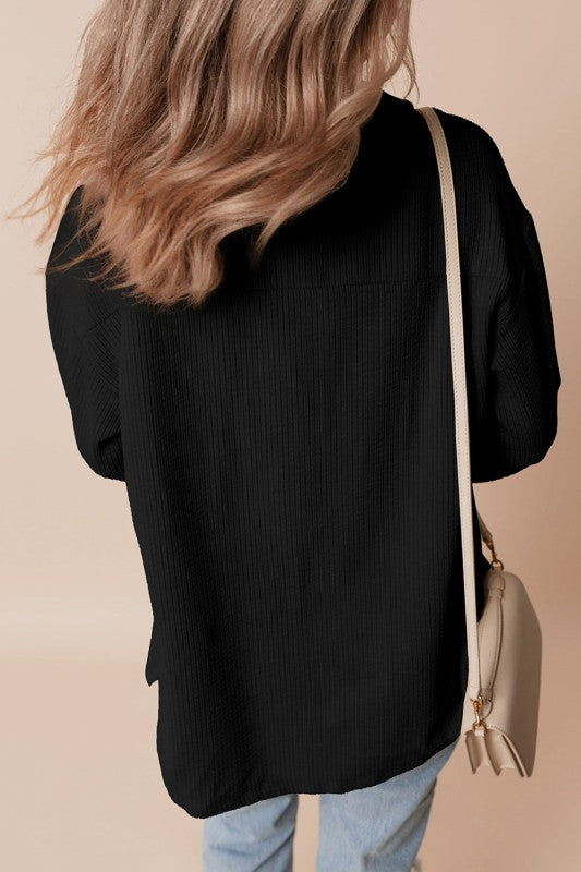 Solid Corduroy Button-Up Pocketed Shacket  Shop One Place