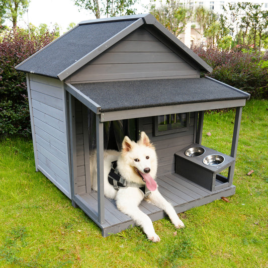 Spacious Large Balcony Dog House – Weatherproof, Wood Roof & Terrace for Your Pup!  Shop One Place
