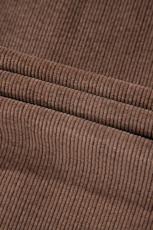 Solid Corduroy Button-Up Pocketed Shacket  Shop One Place