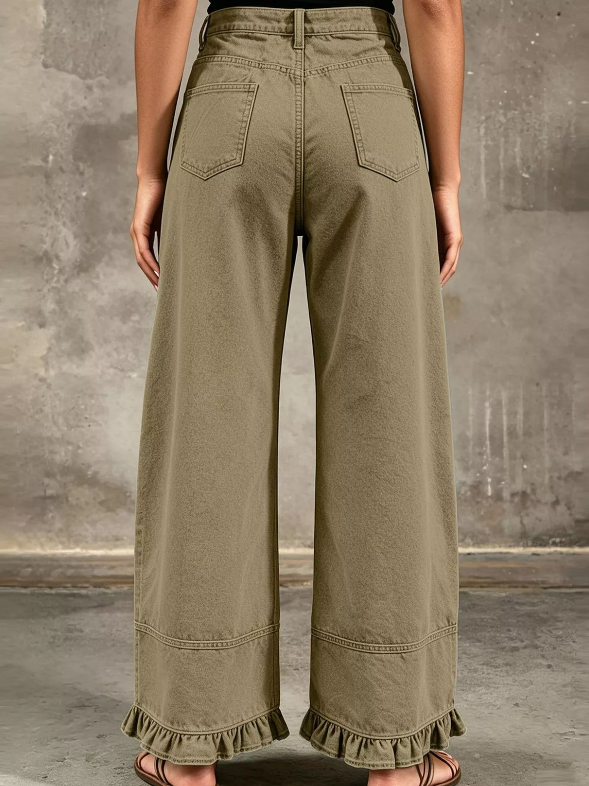 Full Size High-Waisted Wide-Leg Ruffled Hem Jeans Plus Size  Shop One Place