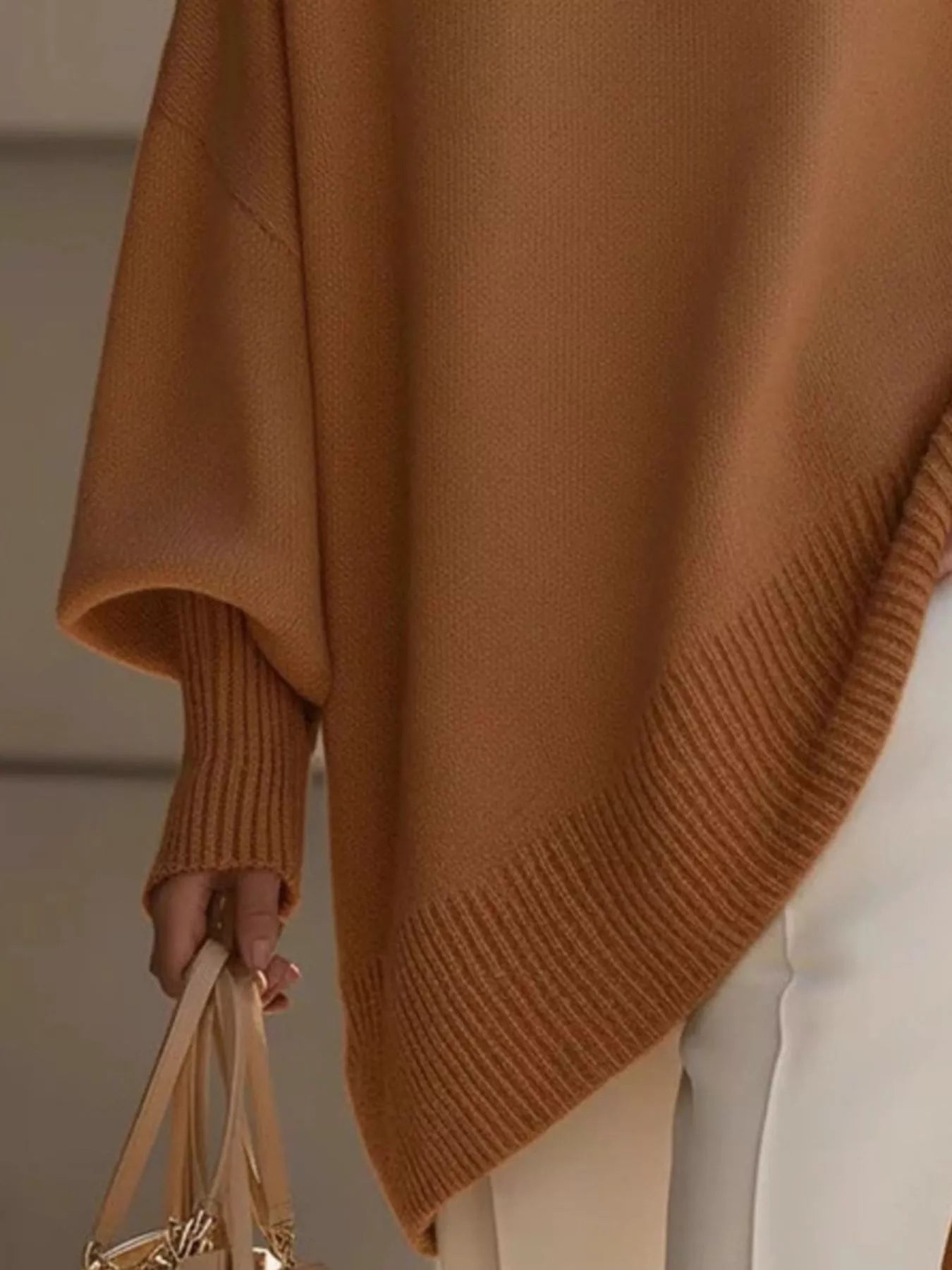 Oversized Batwing Sleeve Round Neck Sweater  Shop One Place