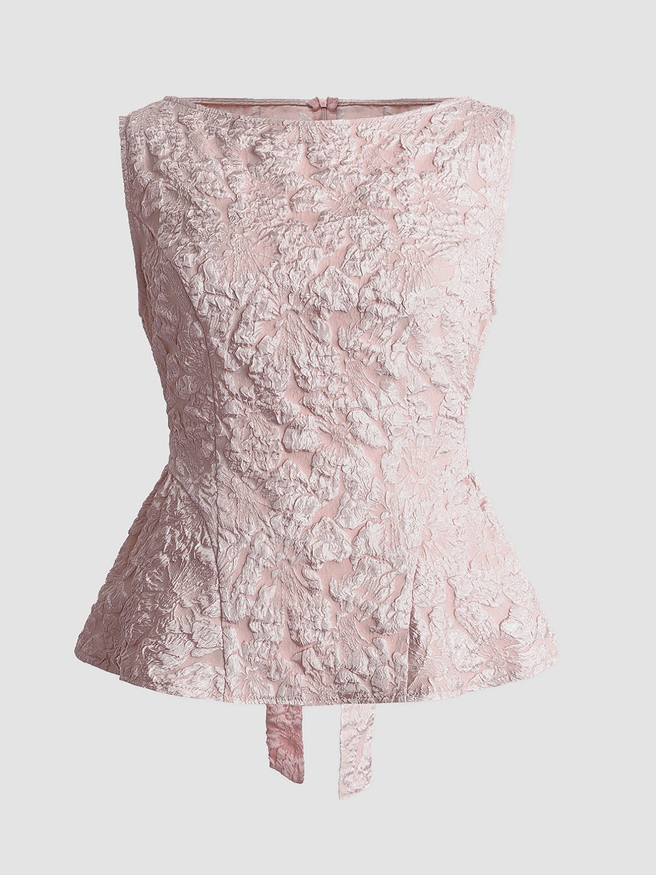 Floral Jacquard Peplum Tank  Shop One Place