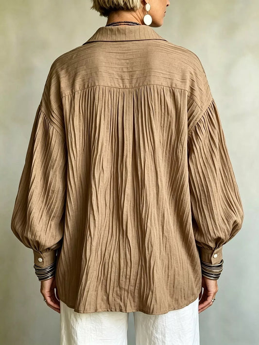 Women's Textured Long Sleeve Button Blouse – view 2