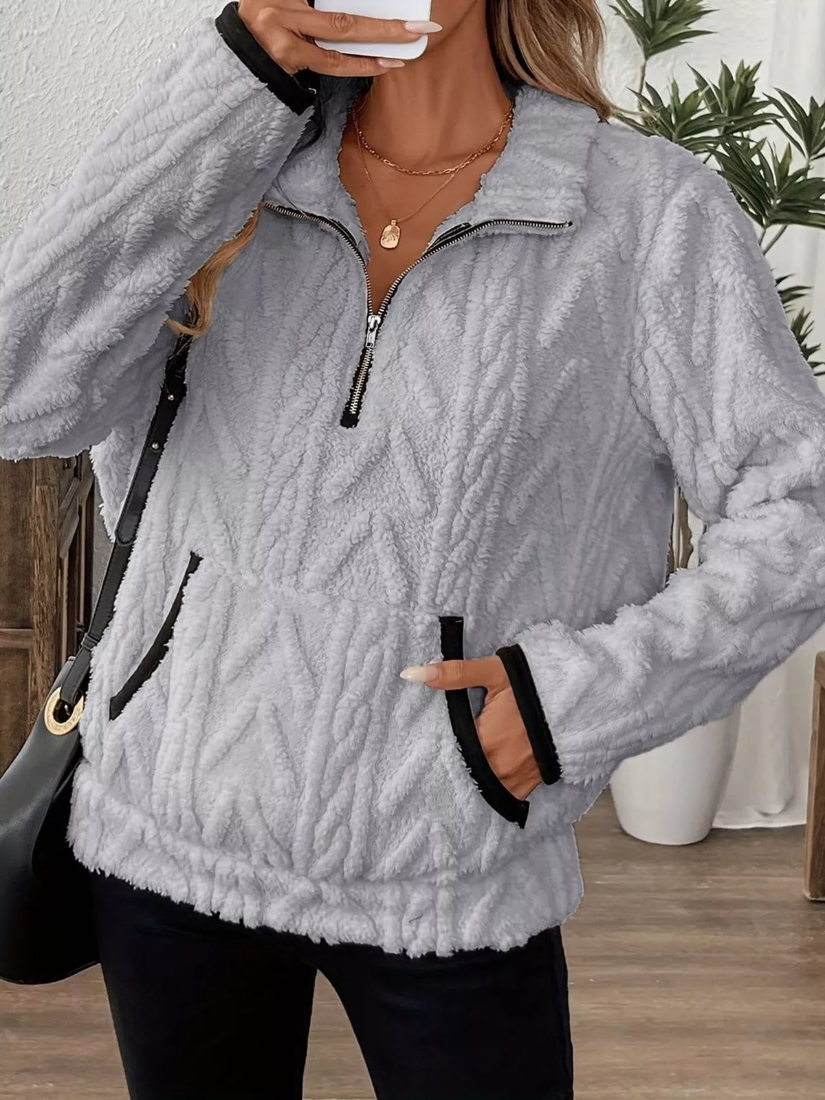 Women's Quarter-Zip Sherpa Sweatshirt – view 7