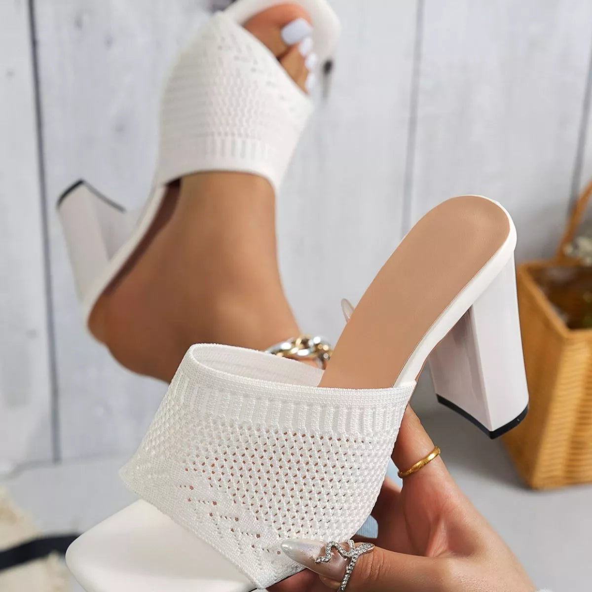 Open Toe Block Heels Sandals  Shop One Place