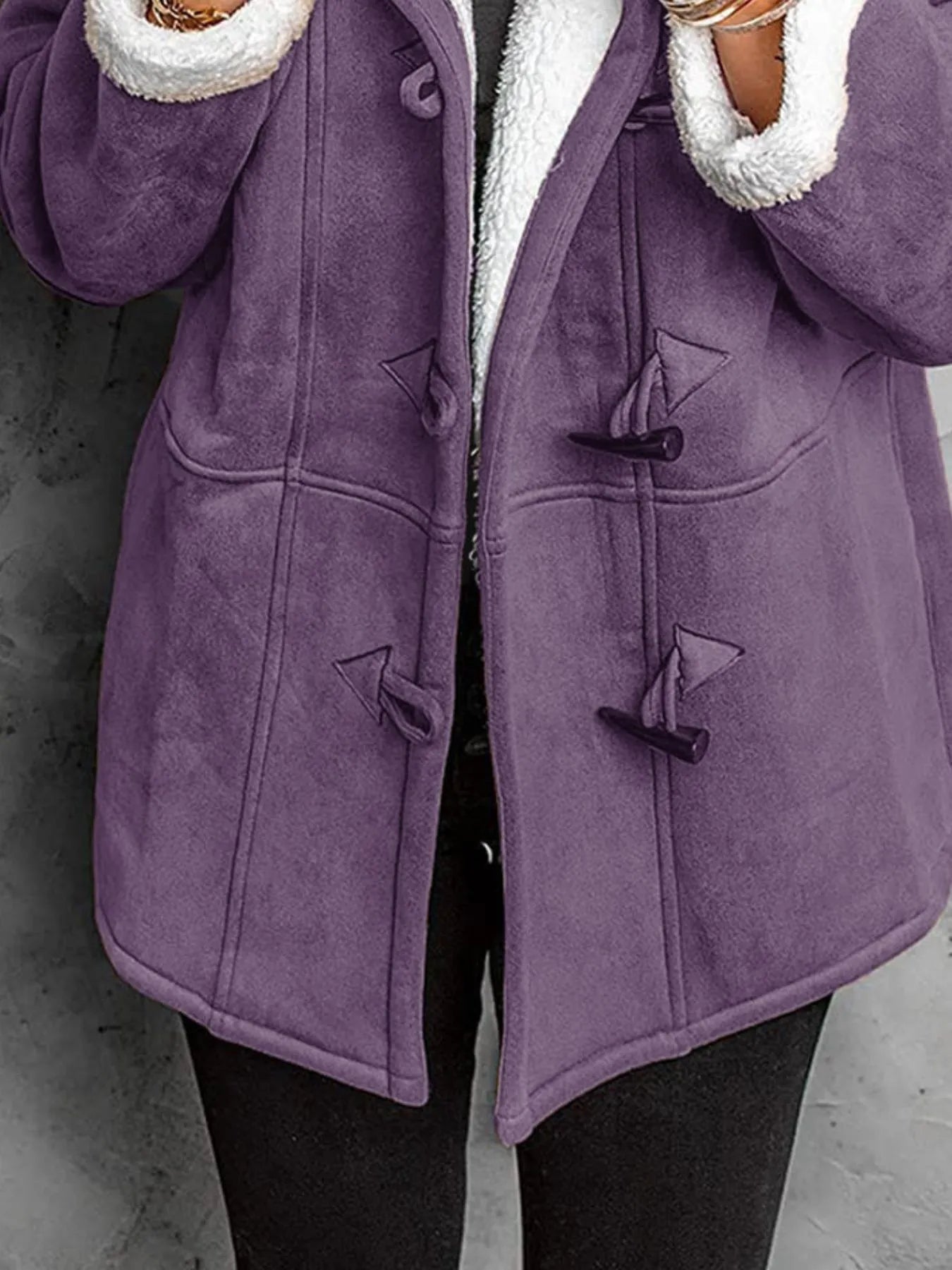 Full Size Cozy Sherpa Lined Toggle Coat with Hood Plus Size  Shop One Place