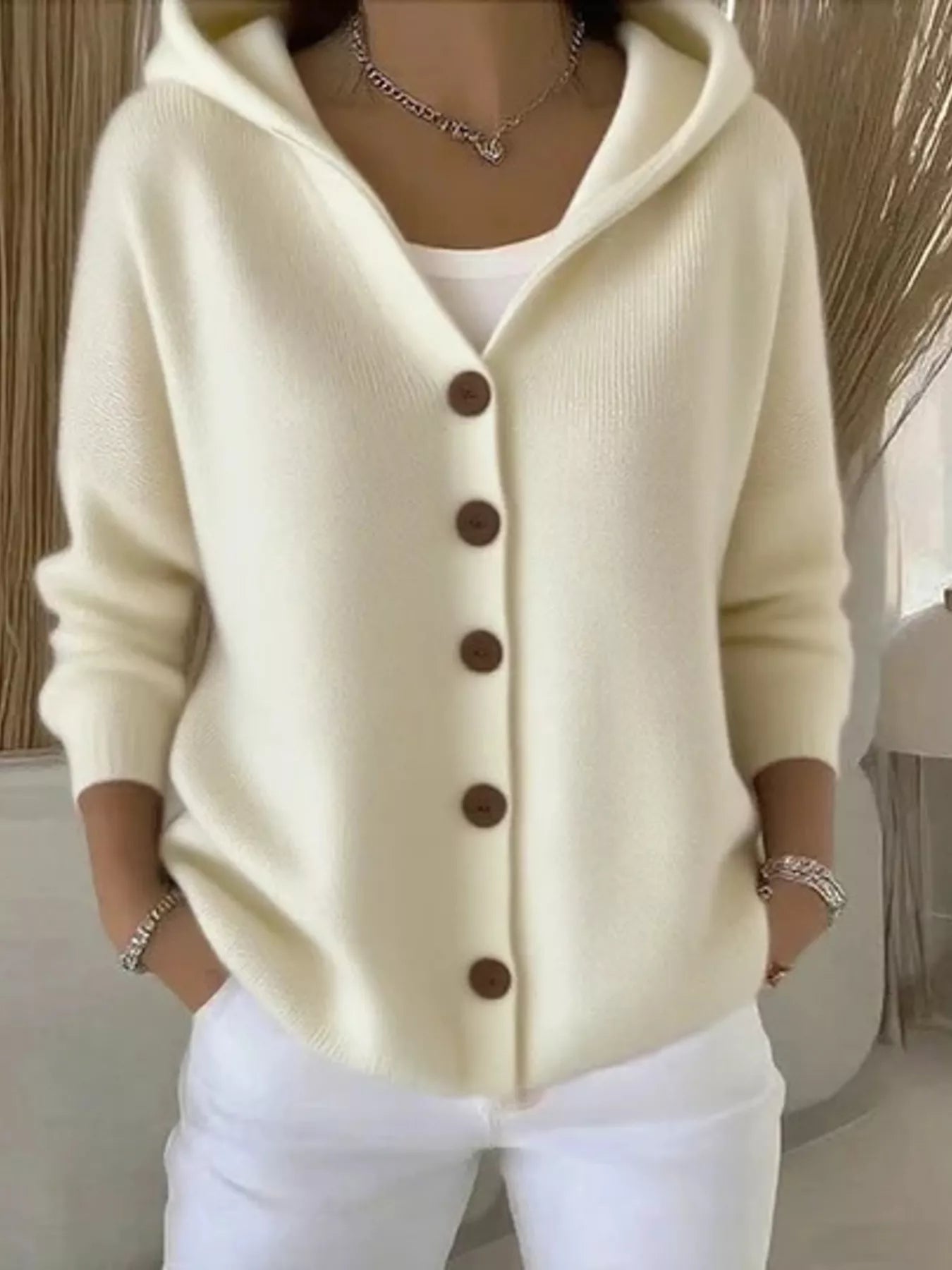Full Size Hooded Button-Front Soft Knit Cardigan Plus Size  Shop One Place