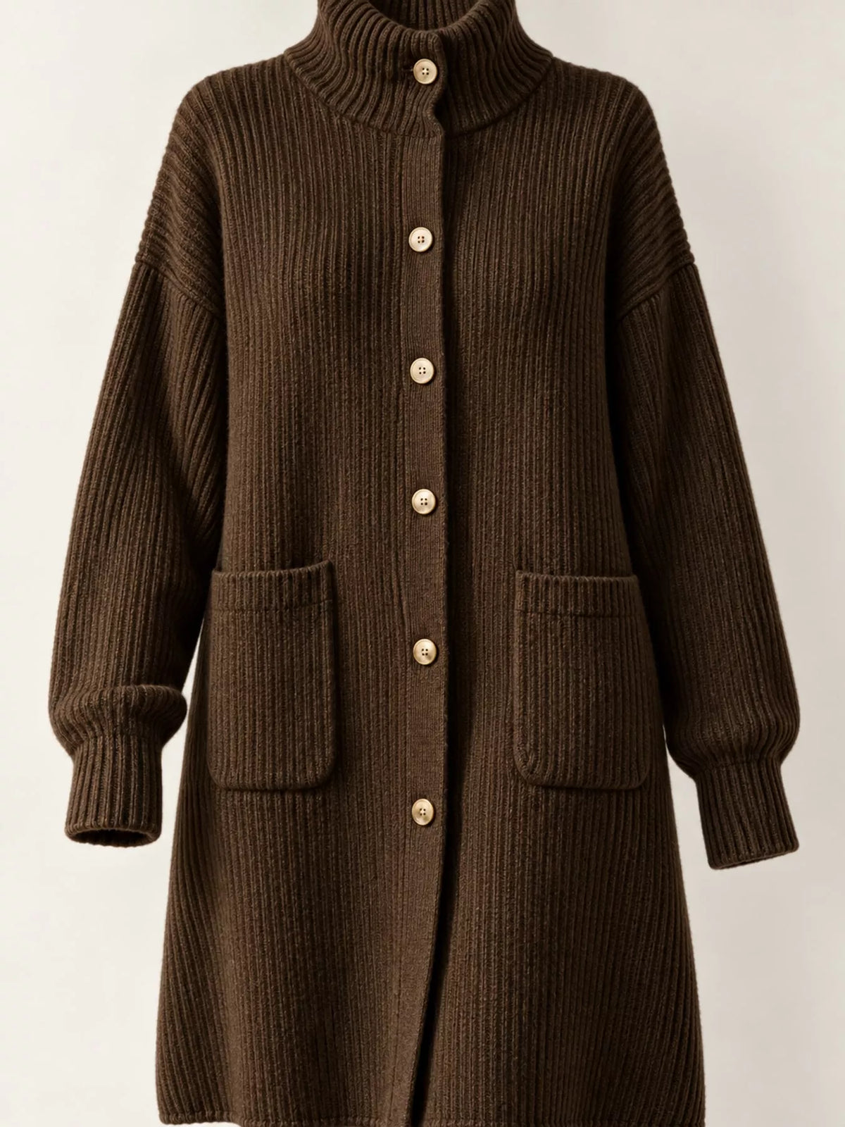 Women's Ribbed Turtleneck Longline Cardigan – view 7