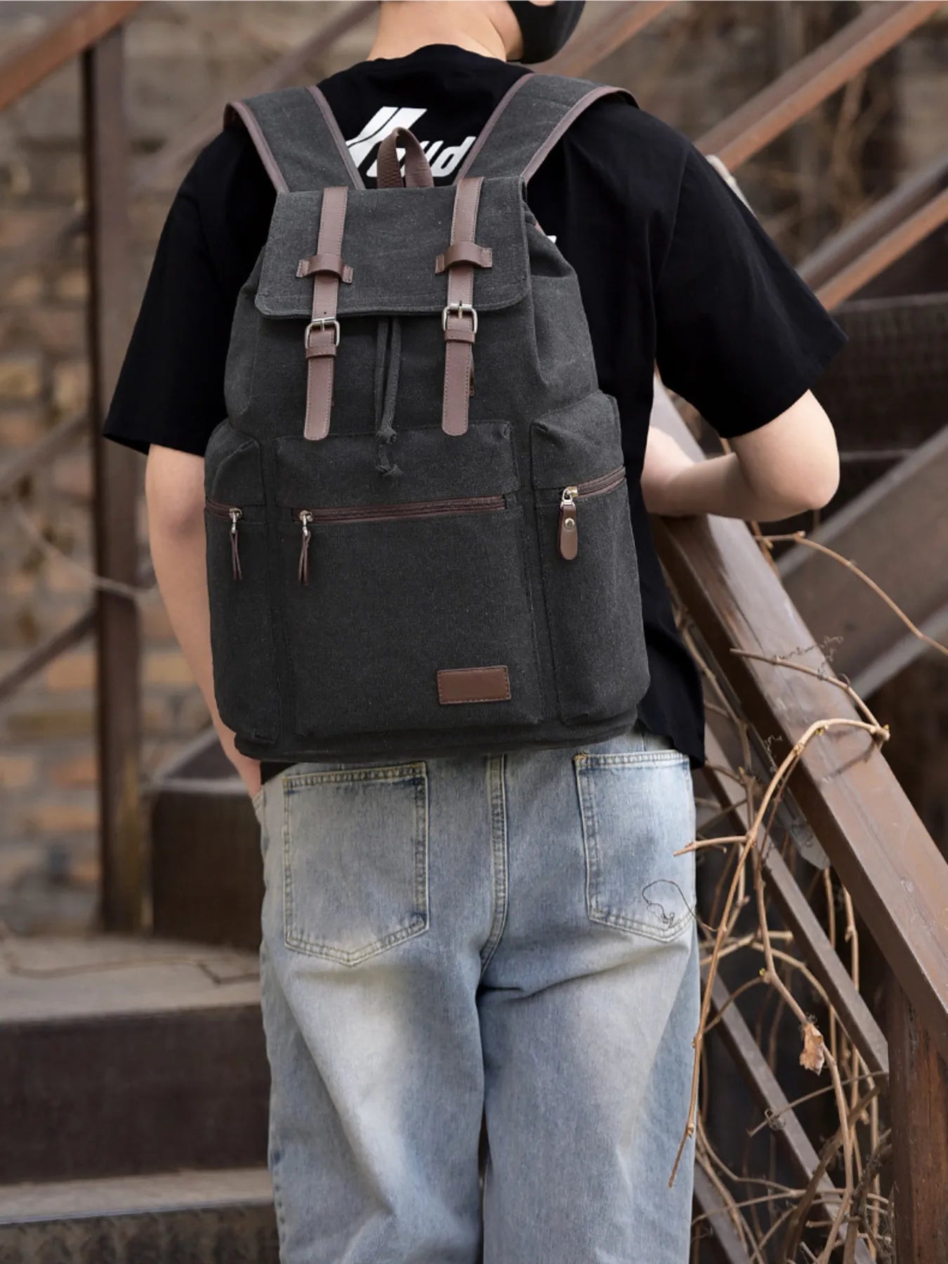 Canvas Backpack Bag with Buckle Straps  Shop One Place