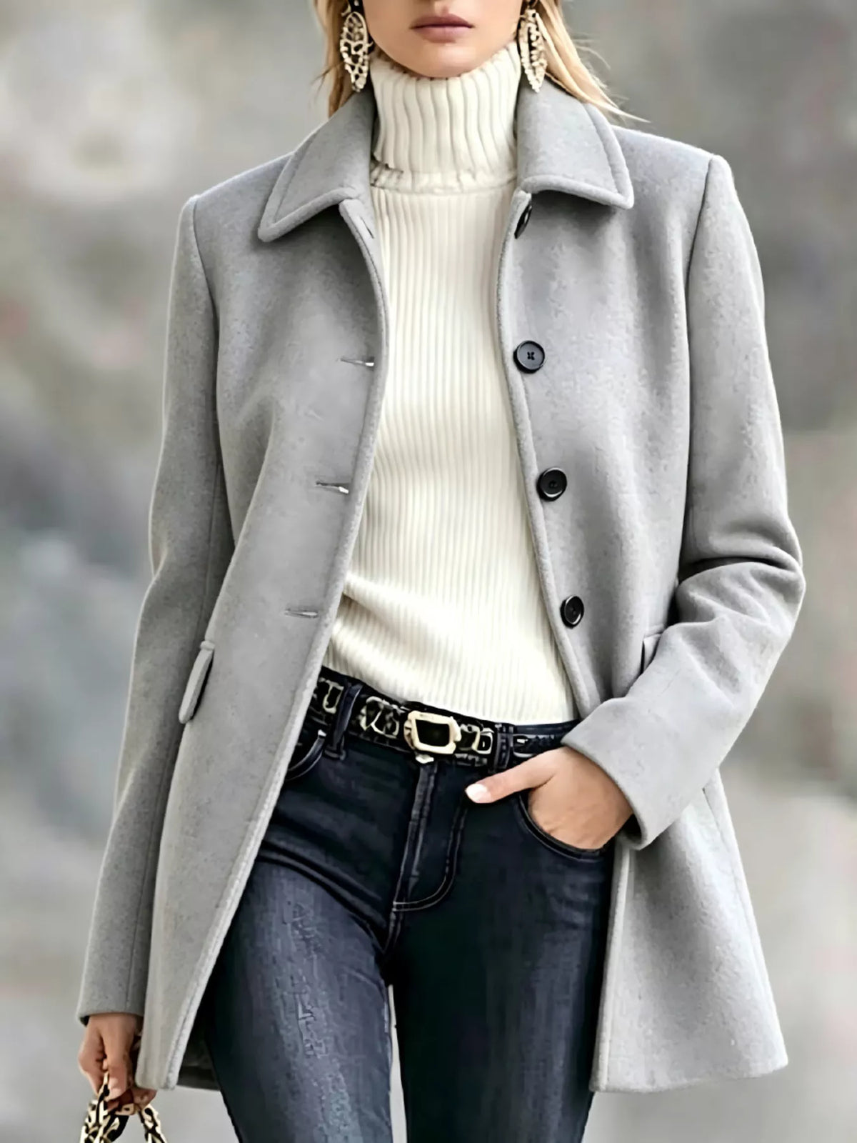 Women's Button-Up Collared Coat – view 5