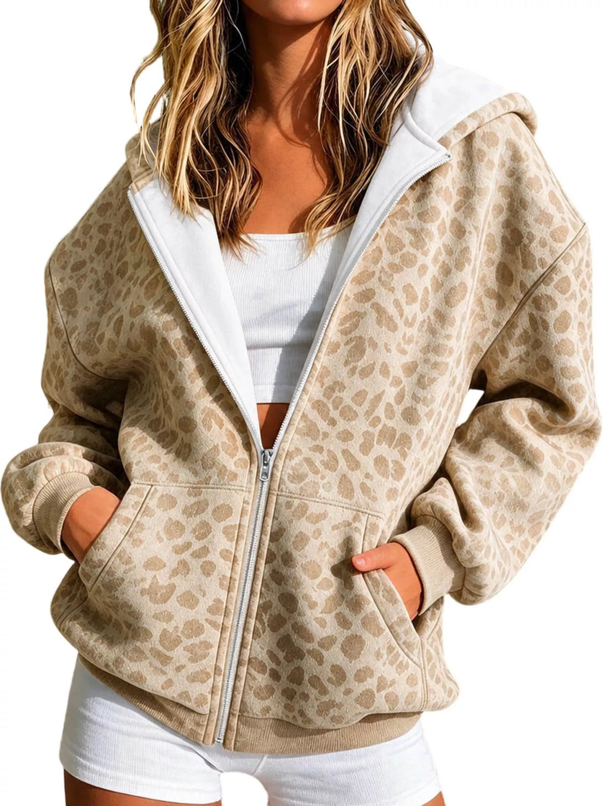 Women's Leopard Print Zip-Up Hoodie – view 8