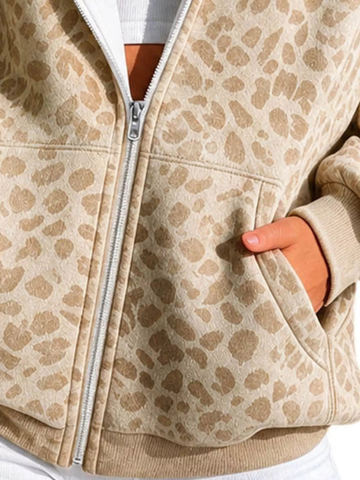 Women's Leopard Print Zip-Up Hoodie – view 10