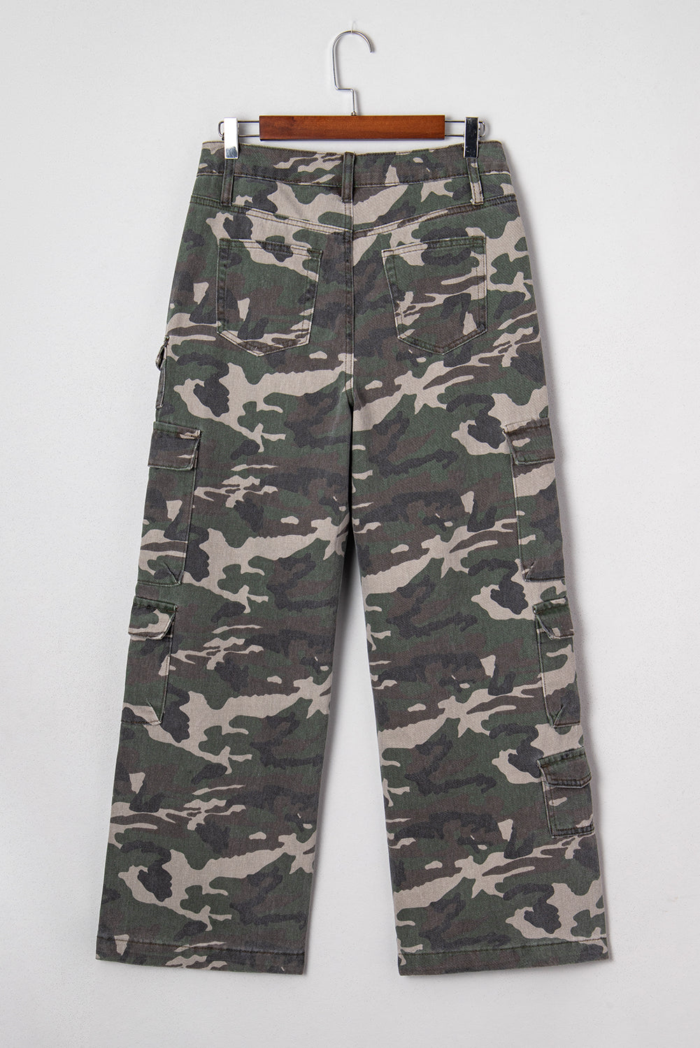 Green Camo Multi Pocket Cargo Wide Leg Jeans  Shop One Place