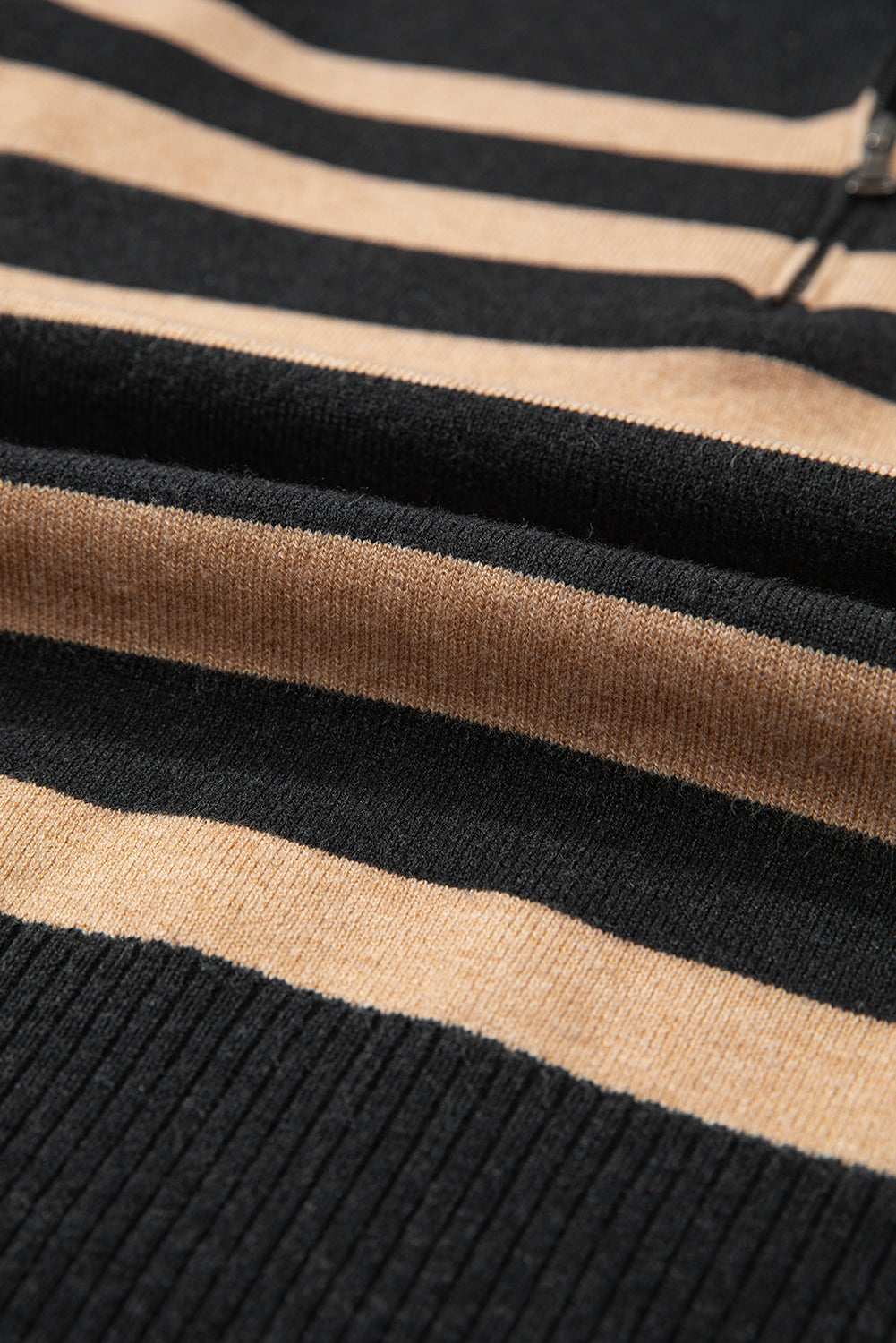 Striped Collared Quarter Zip Oversized Sweater