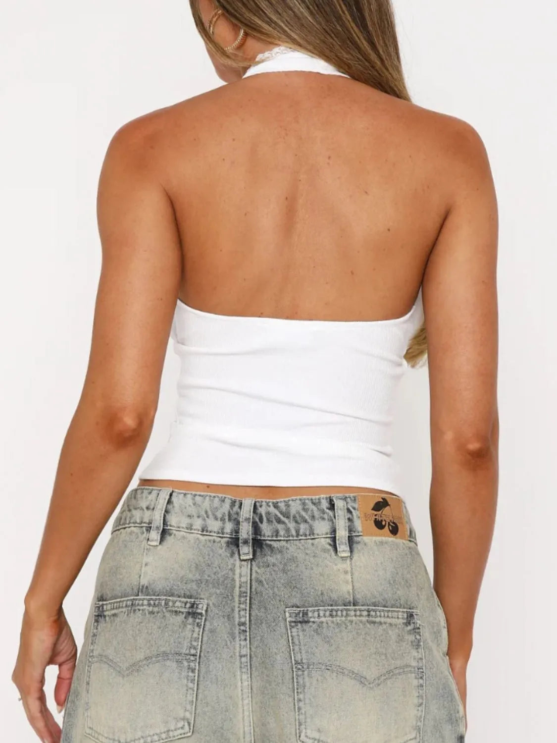 Lace Detail Halter Neck Cami  Shop One Place