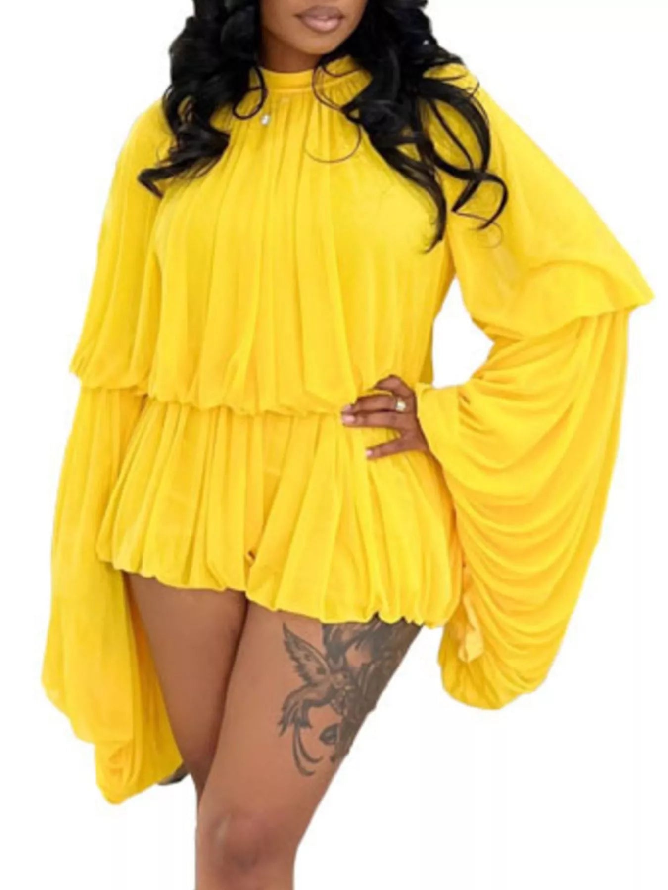Pleated Long Sleeve Top and Skirt Set  Shop One Place