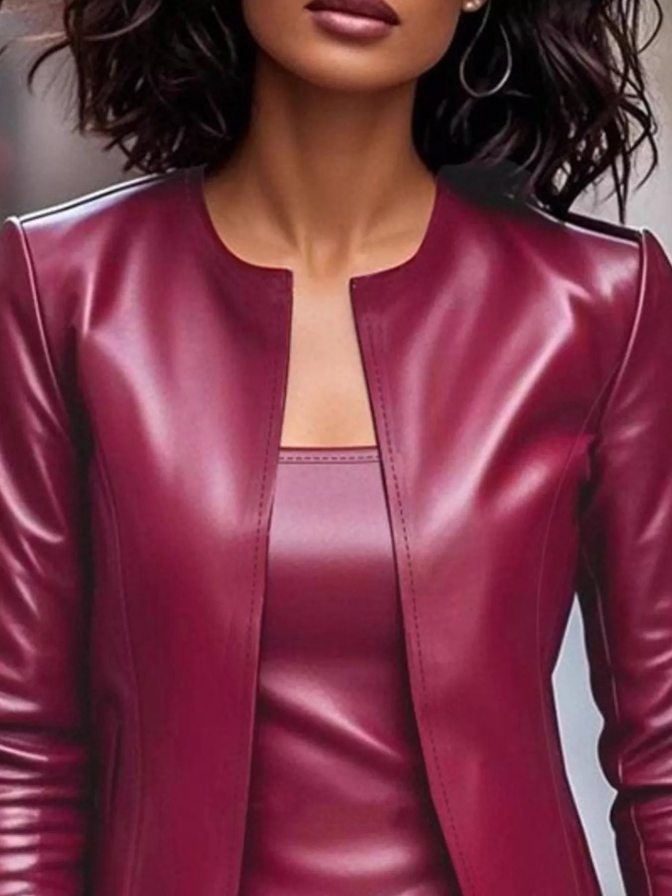Open Front Leather Jacket & Dress Set  Shop One Place