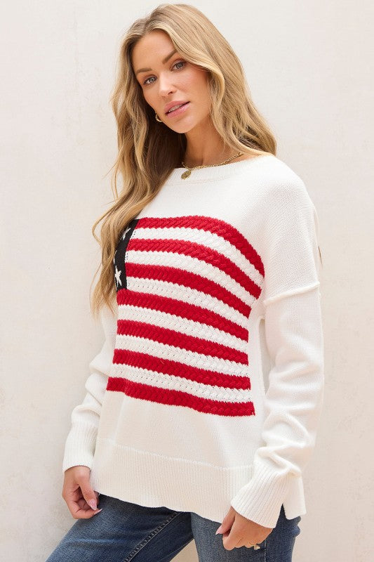 Lakelyn American Flag Sweater  Shop One Place