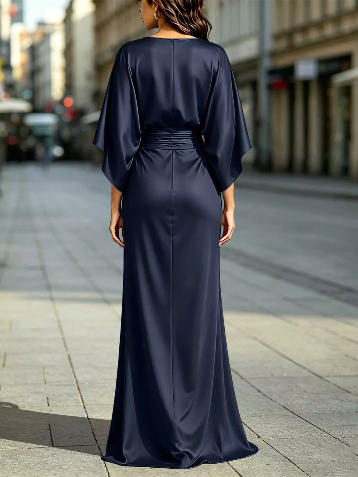 Ruched Waist Maxi Dress with Pockets  Shop One Place