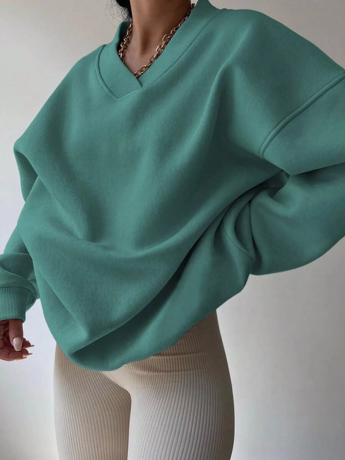 Dropped Shoulder Long Sleeve Oversized Sweatshirt  Shop One Place
