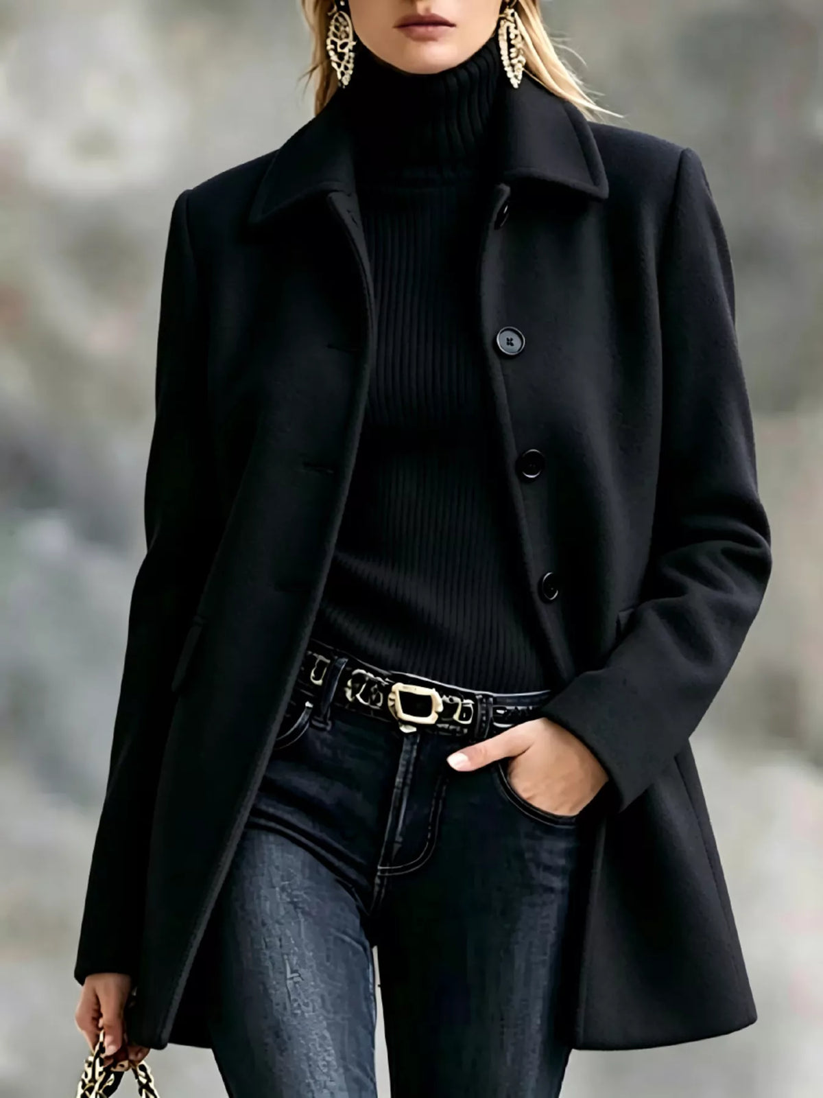 Women's Button-Up Collared Coat – view 7