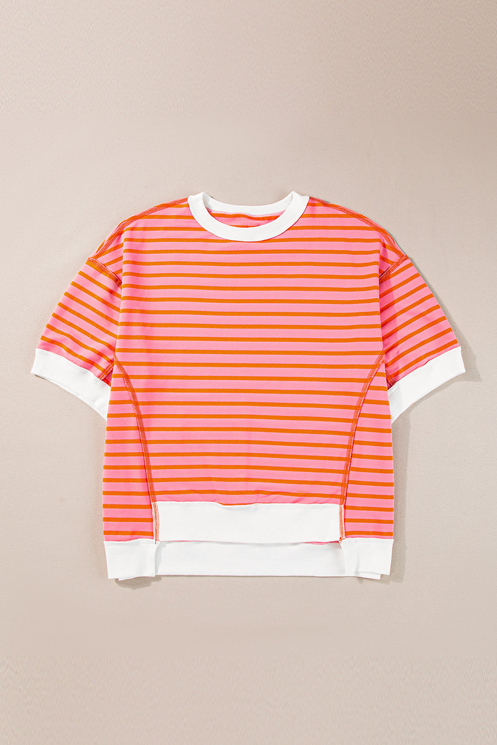 Stripe Colorblock Drop Sleeve Oversized T Shirt