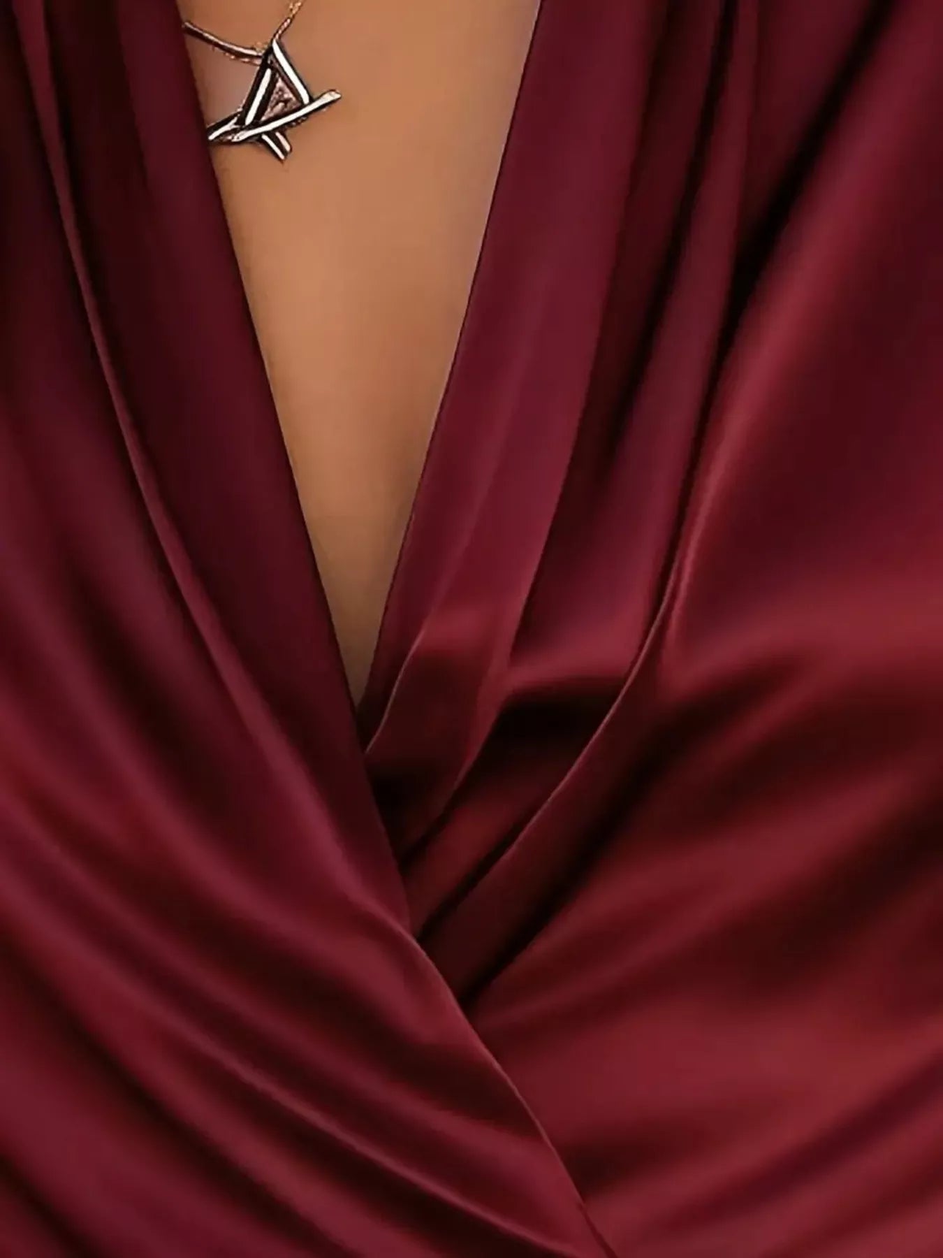 Satin Surplice Long Sleeve Blouse  Shop One Place